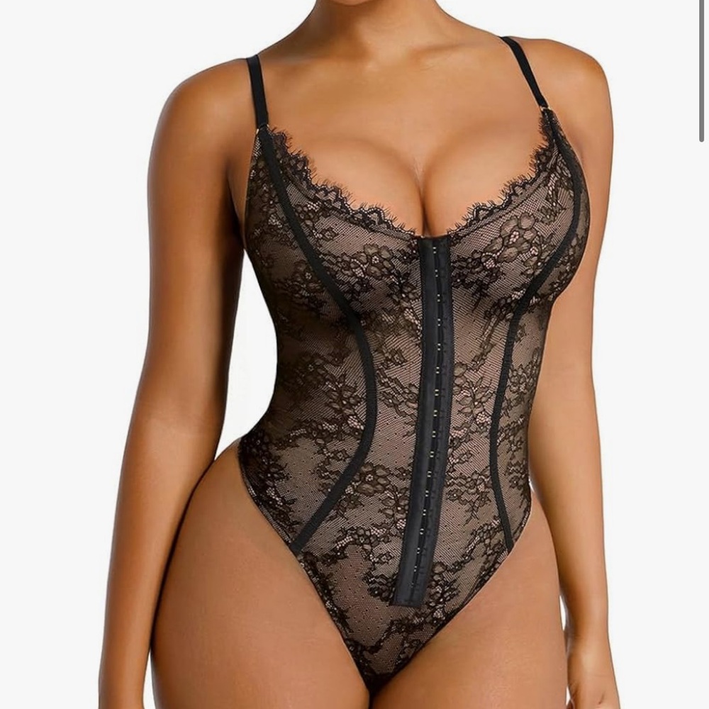 SHAPELLX Lace Bodysuit for Women Tummy Control Shapewear